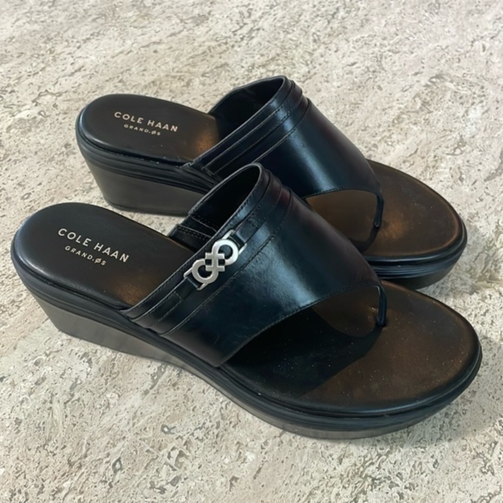 Cole Haan Lindy Grand Wedge Sandal 9 Black NEW